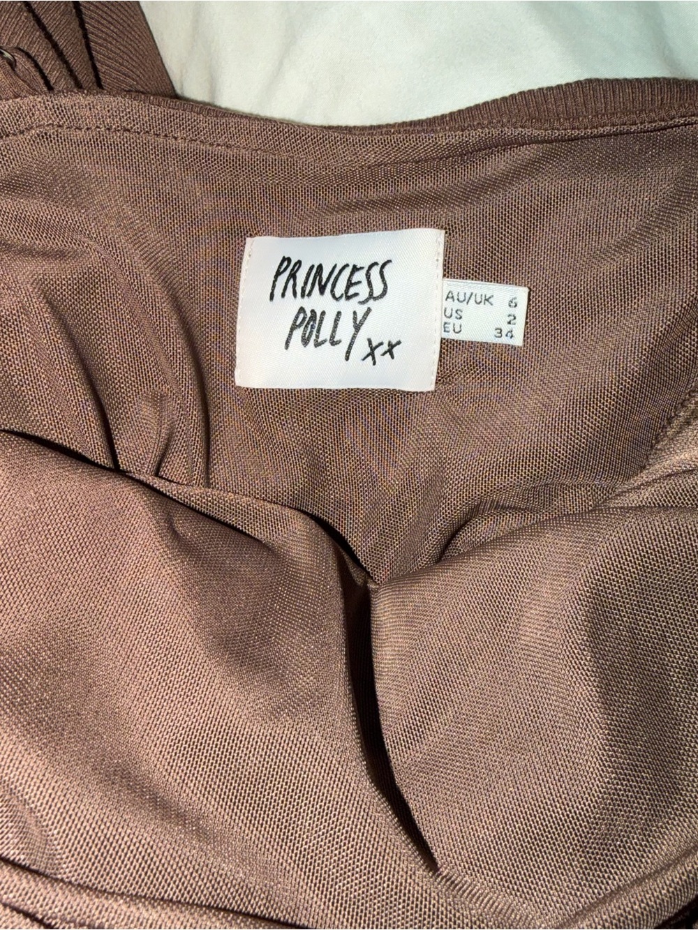 Princess Polly Reece One-Shoulder Ruched Brown Mini Dress - Picture 7 of 8